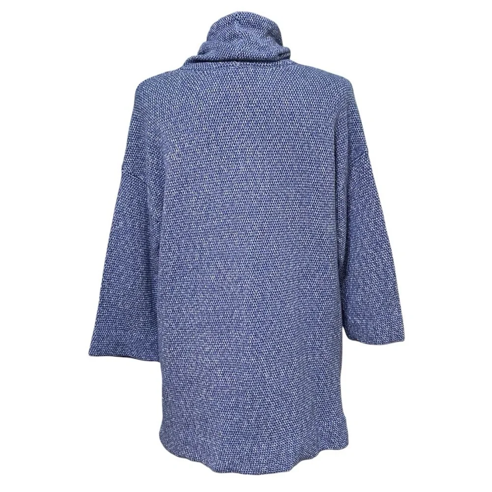 Pure Jill Blue Cowl Neck Pullover Sweater Tunic Lagenlook Minimalist XS